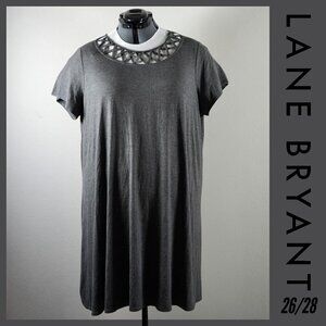 Lane Bryant‎ Charcoal Gray Embellished Neckline Dress Plus